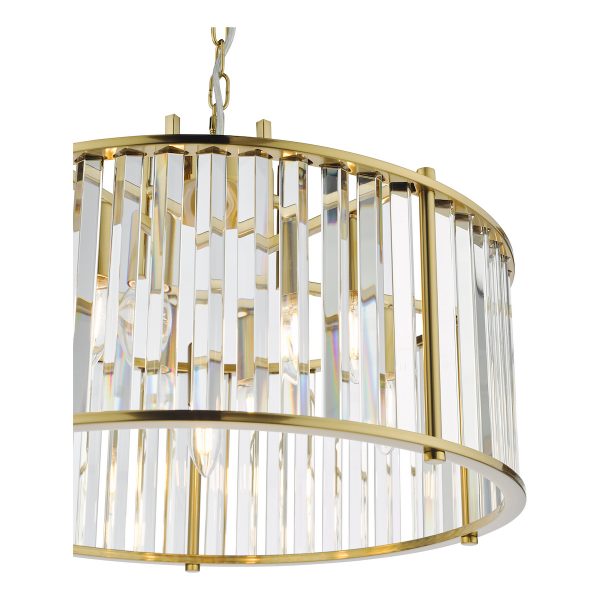Kiran 5 Light Pendant Natural Brass and Glass - Image 3
