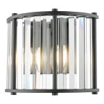 Kiran 2 Light Wall Light Satin Black and Glass