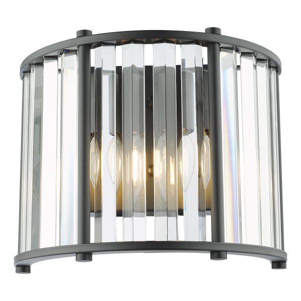 Kiran 2 Light Wall Light Satin Black and Glass - Image 3