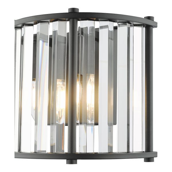 Kiran 2 Light Wall Light Satin Black and Glass - Image 4