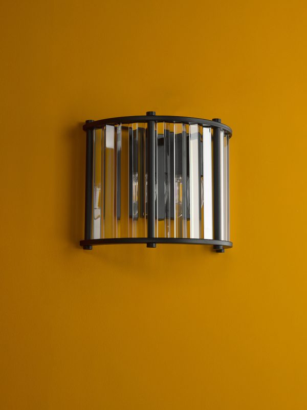 Kiran 2 Light Wall Light Satin Black and Glass - Image 6