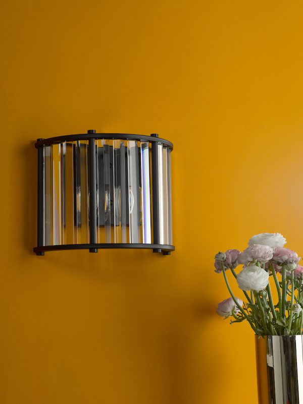 Kiran 2 Light Wall Light Satin Black and Glass - Image 8