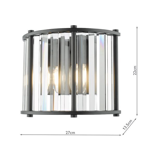 Kiran 2 Light Wall Light Satin Black and Glass - Image 9