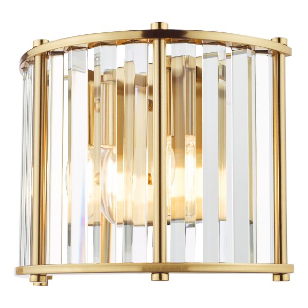Kiran 2 Light Wall Light Natural Brass and Glass