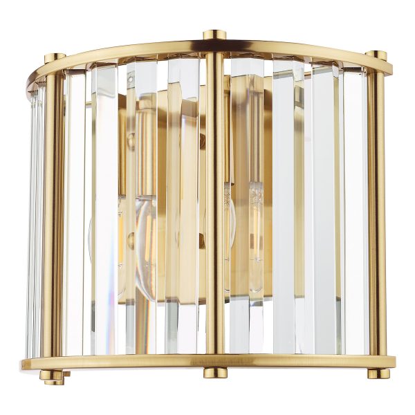 Kiran 2 Light Wall Light Natural Brass and Glass - Image 2
