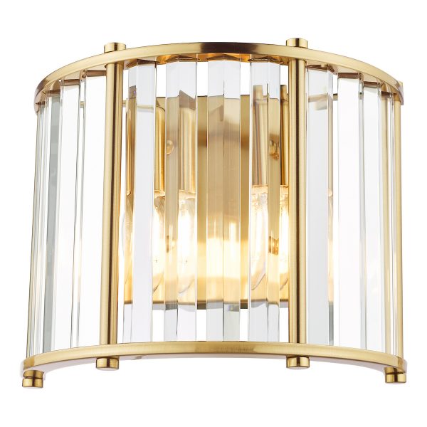 Kiran 2 Light Wall Light Natural Brass and Glass - Image 3