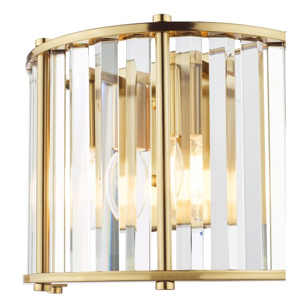 Kiran 2 Light Wall Light Natural Brass and Glass - Image 4
