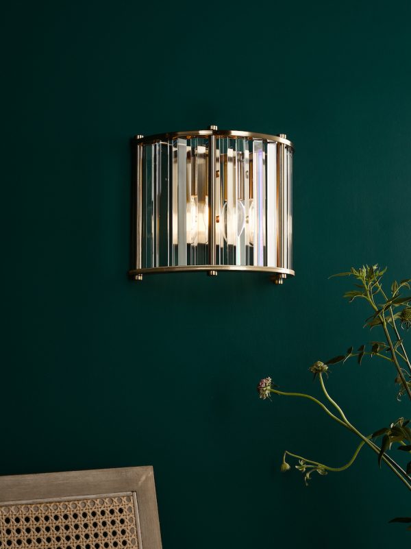 Kiran 2 Light Wall Light Natural Brass and Glass - Image 5