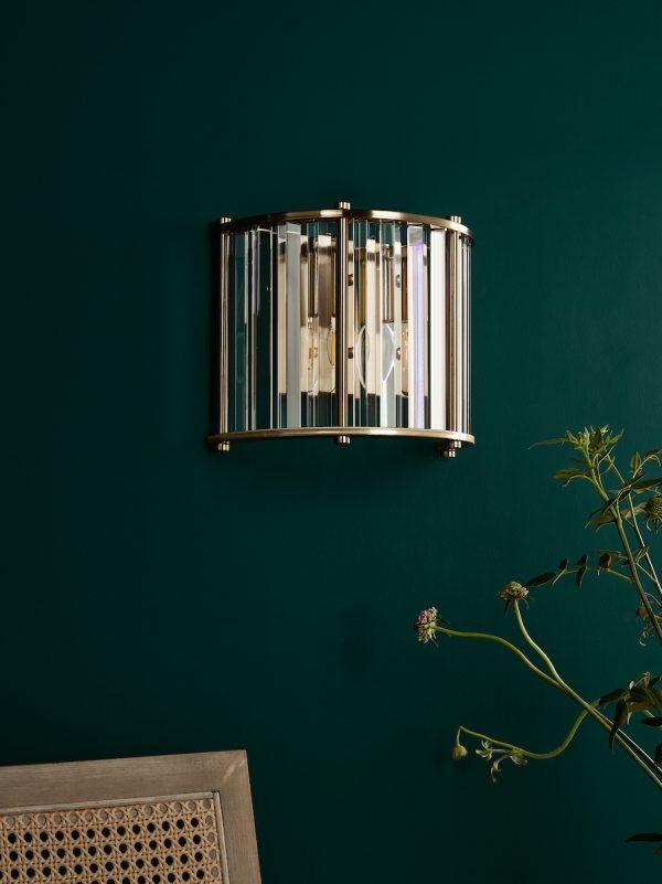 Kiran 2 Light Wall Light Natural Brass and Glass - Image 6