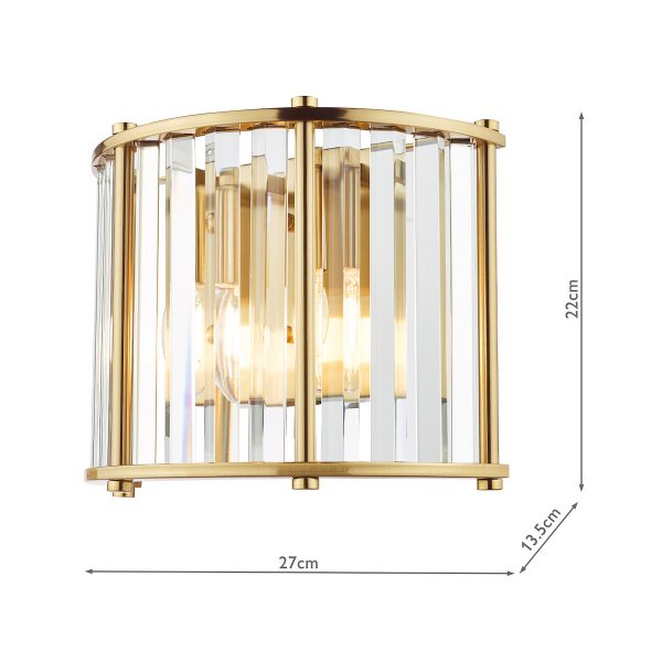 Kiran 2 Light Wall Light Natural Brass and Glass - Image 7