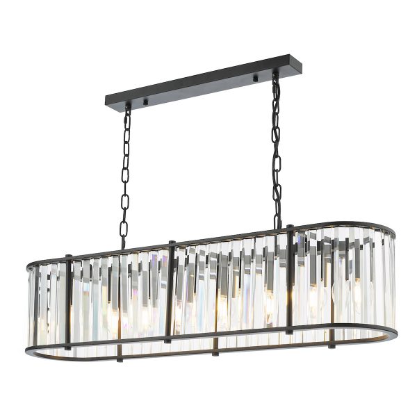 Kiran 7 Light Bar Pendant Satin Black and Glass