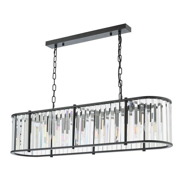 Kiran 7 Light Bar Pendant Satin Black and Glass - Image 2