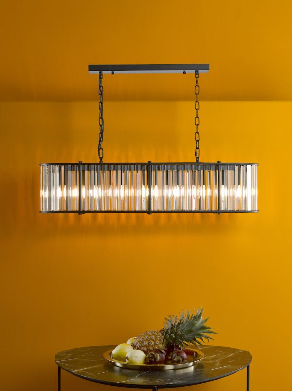Kiran 7 Light Bar Pendant Satin Black and Glass - Image 6