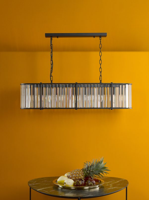 Kiran 7 Light Bar Pendant Satin Black and Glass - Image 7
