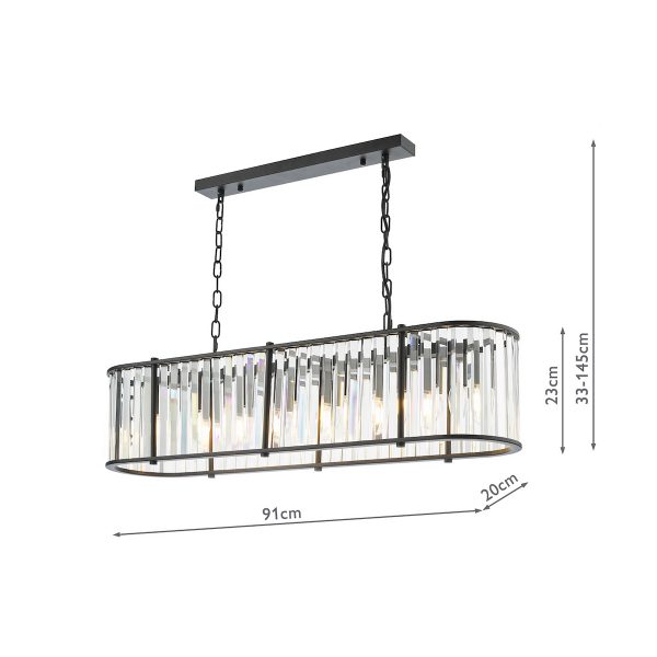 Kiran 7 Light Bar Pendant Satin Black and Glass - Image 8