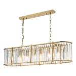 Kiran 7 Light Bar Pendant Natural Brass and Glass