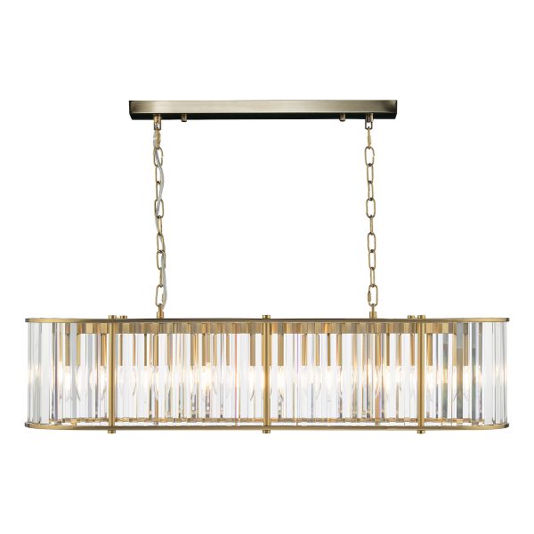Kiran 7 Light Bar Pendant Natural Brass and Glass - Image 3