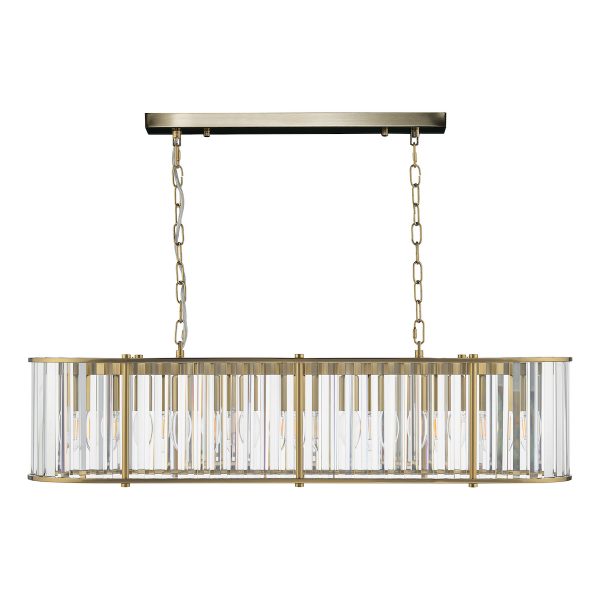 Kiran 7 Light Bar Pendant Natural Brass and Glass - Image 4