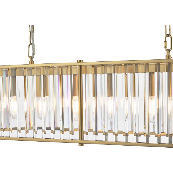Kiran 7 Light Bar Pendant Natural Brass and Glass - Image 5