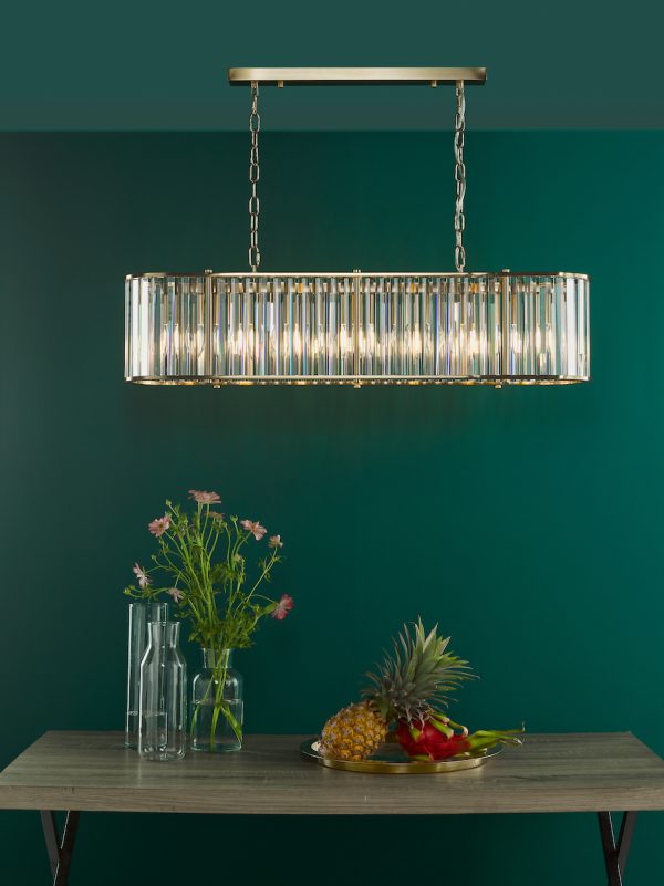 Kiran 7 Light Bar Pendant Natural Brass and Glass - Image 6
