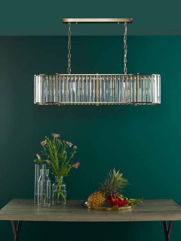 Kiran 7 Light Bar Pendant Natural Brass and Glass - Image 7