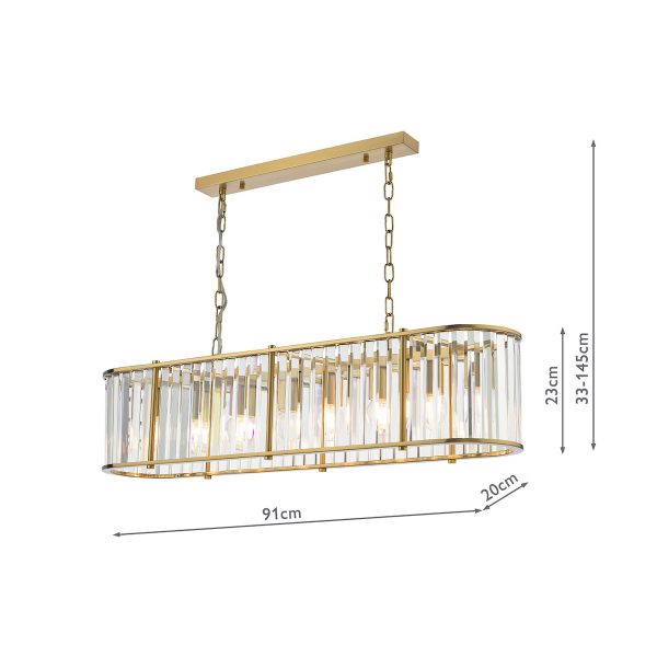 Kiran 7 Light Bar Pendant Natural Brass and Glass - Image 8