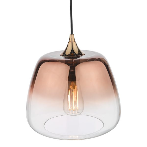 Klaxon 1 Light Pendant Ombre Copper Glass - Image 4