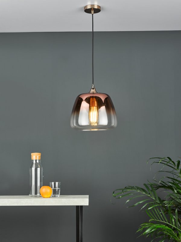 Klaxon 1 Light Pendant Ombre Copper Glass - Image 5