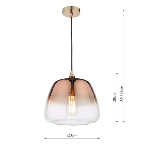 Klaxon 1 Light Pendant Ombre Copper Glass - Image 6