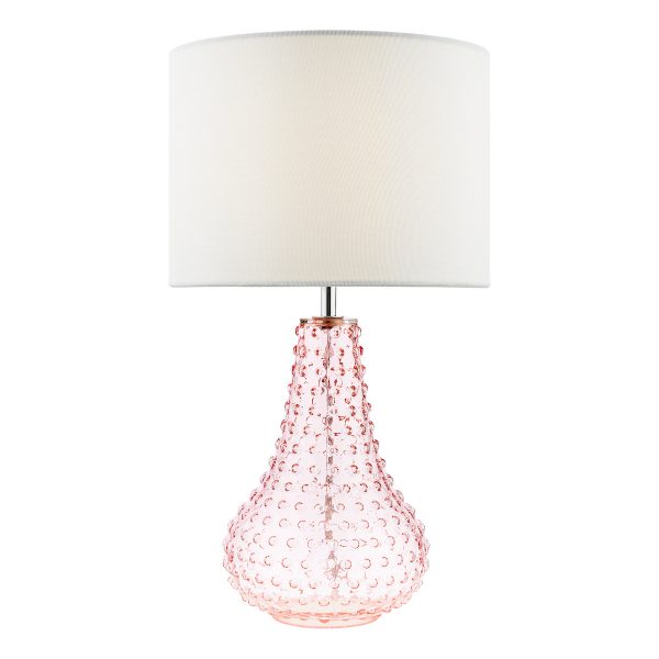 Kristina Table Lamp Pink Glass With Shade
