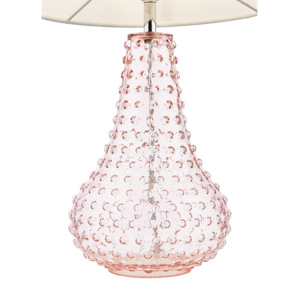 Kristina Table Lamp Pink Glass With Shade - Image 3