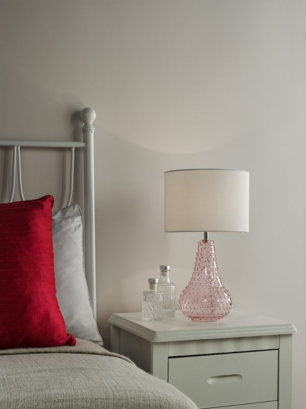 Kristina Table Lamp Pink Glass With Shade - Image 4
