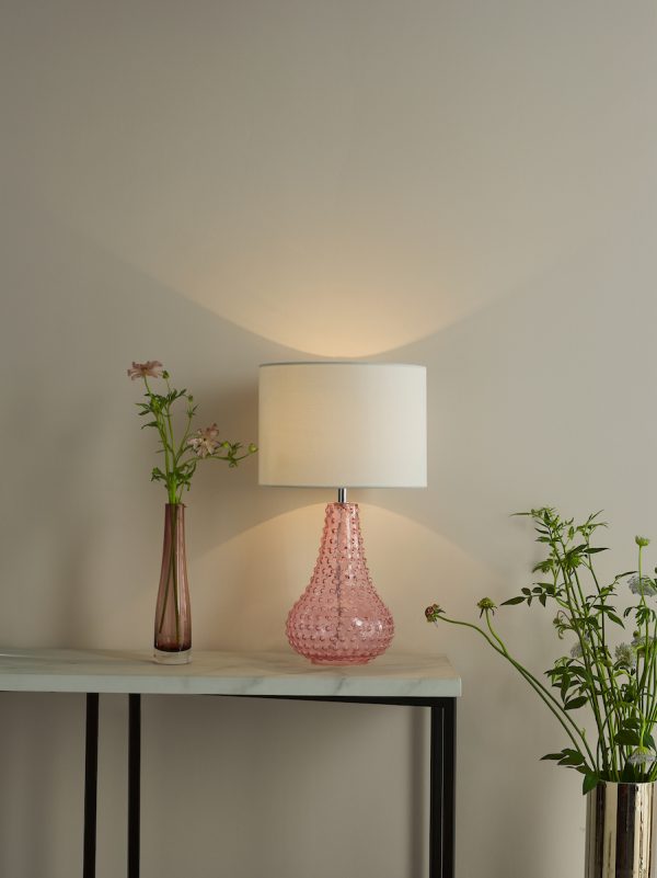 Kristina Table Lamp Pink Glass With Shade - Image 6