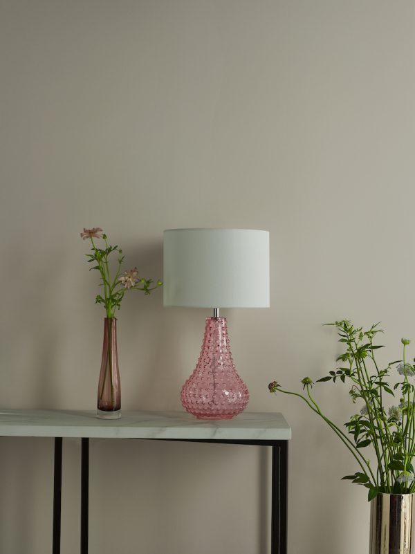 Kristina Table Lamp Pink Glass With Shade - Image 7