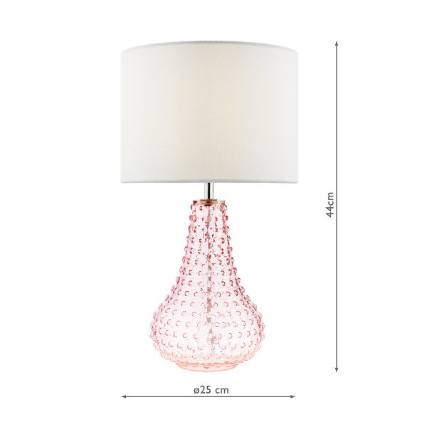 Kristina Table Lamp Pink Glass With Shade - Image 8