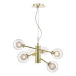 Kumara 6lt Pendant Gold & Glass