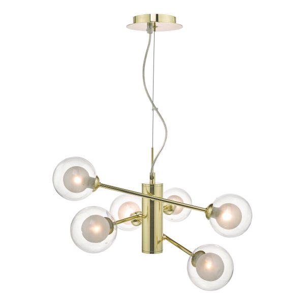 Kumara 6lt Pendant Gold & Glass