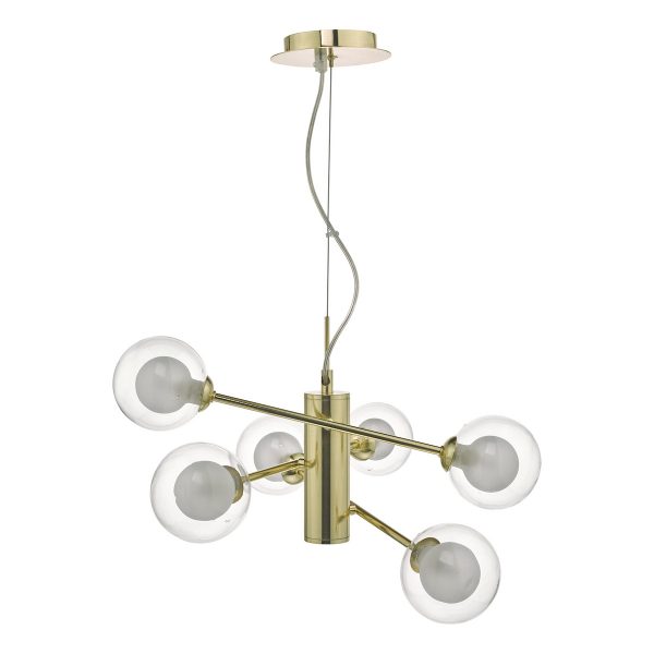 Kumara 6lt Pendant Gold & Glass - Image 2