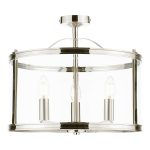 Laura Ashley Harrington 3 Light Semi-Flush Polished Nickel and Glass