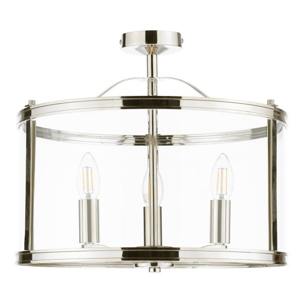 Laura Ashley Harrington 3 Light Semi-Flush Polished Nickel and Glass - Image 2
