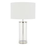 Laura Ashley Harrington Large Table Lamp Polished Nickel and Glass With Shade