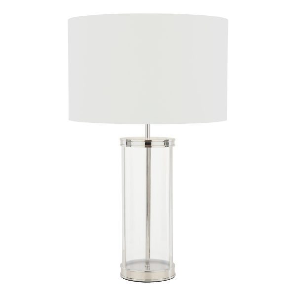 Laura Ashley Harrington Large Table Lamp Polished Nickel and Glass With Shade