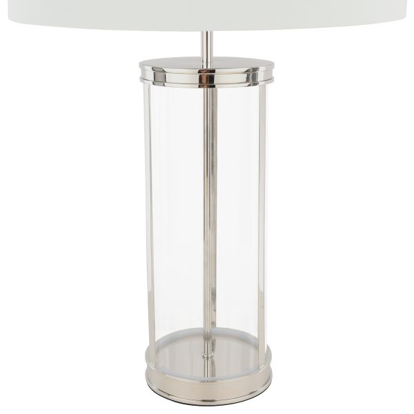 Laura Ashley Harrington Large Table Lamp Polished Nickel and Glass With Shade - Image 4