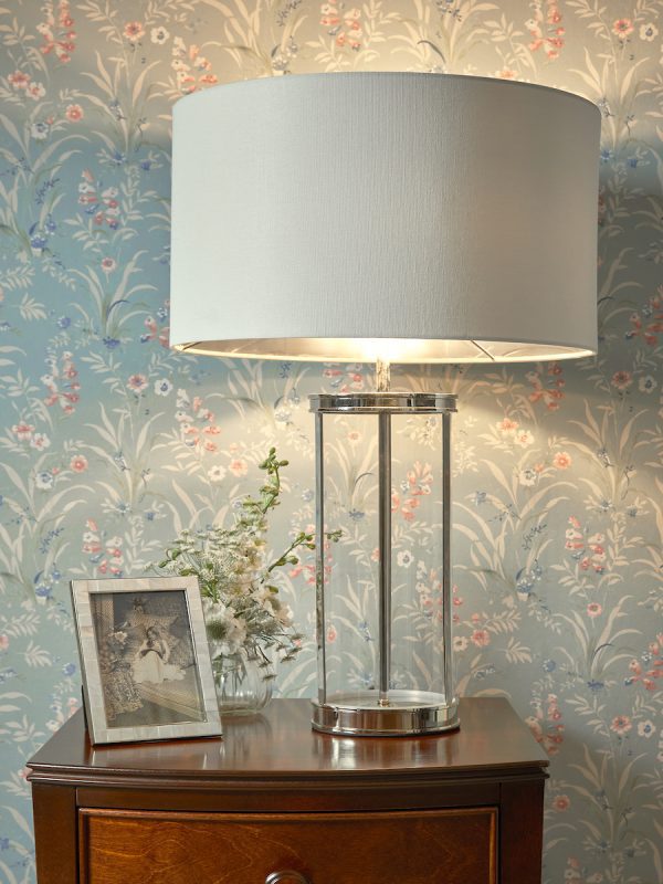 Laura Ashley Harrington Large Table Lamp Polished Nickel and Glass With Shade - Image 5