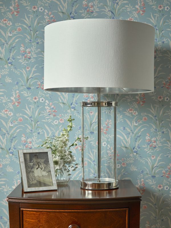 Laura Ashley Harrington Large Table Lamp Polished Nickel and Glass With Shade - Image 6
