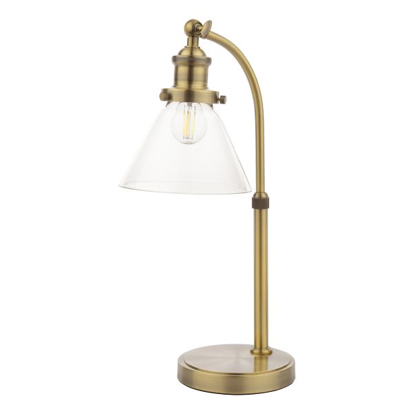 Laura Ashley Isaac Desk Lamp Antique Brass and Glass - Image 2