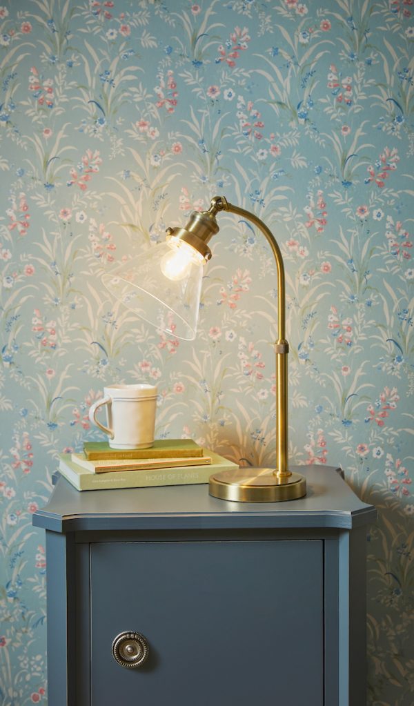 Laura Ashley Isaac Desk Lamp Antique Brass and Glass - Image 4