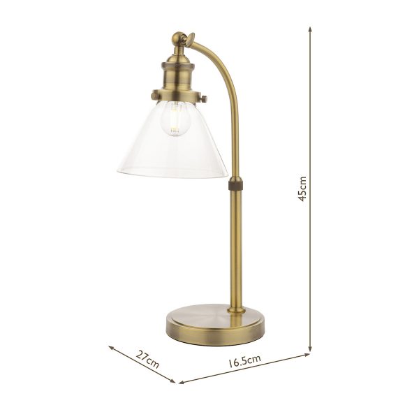 Laura Ashley Isaac Desk Lamp Antique Brass and Glass - Image 6