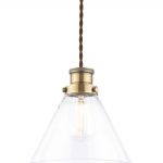 Laura Ashley Isaac Easy Fit Pendant Antique Brass and Glass