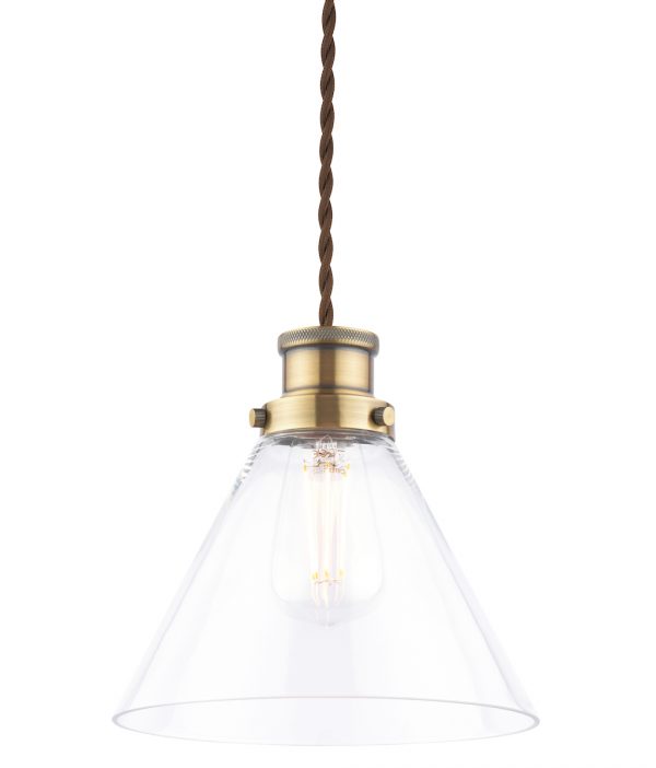Laura Ashley Isaac Easy Fit Pendant Antique Brass and Glass